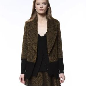 Hanley Mellon Antique Print Car Coat Gold Brocade Jacket - 6